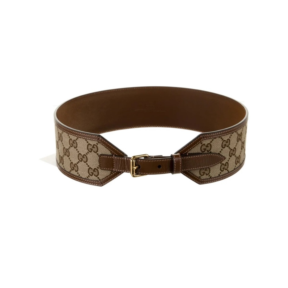 Gucci Brown Leather Monogram Belt sz 100